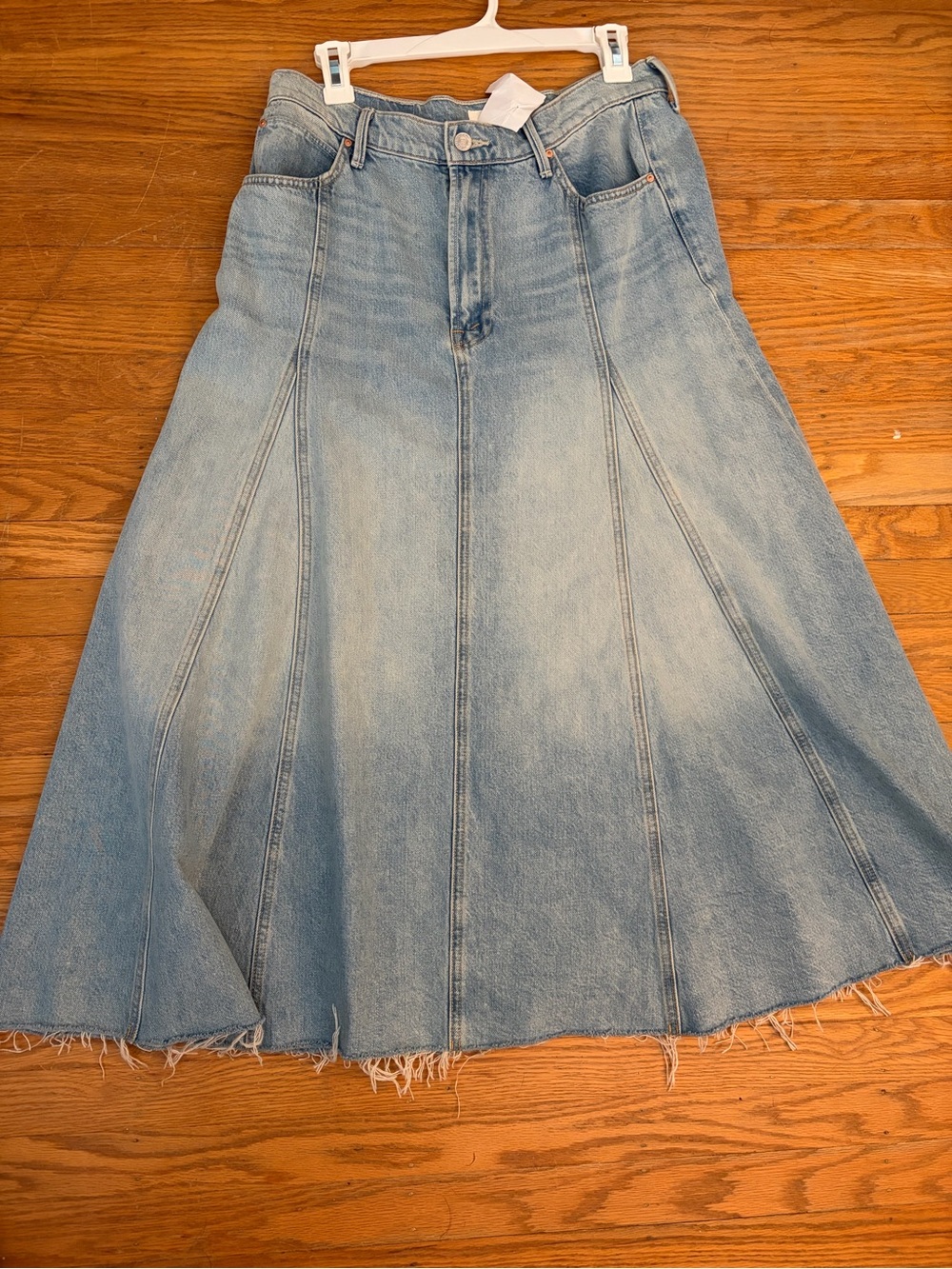 Mother The Full Swing Fray Midi Skirt in I'm With The Band, Size 31 NWT